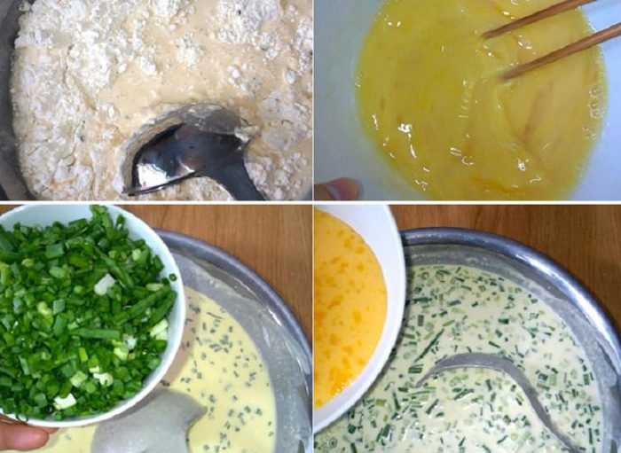 Trộn bột làm bánh xèo Nam Bộ